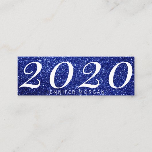 豪華な卒業ブルーグリッター名札 スキニー名刺 (正面)