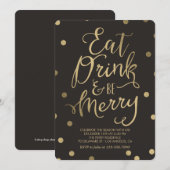 豪華な喜びを編集可能なカラーホリデーパーティー 招待状 (正面/裏面)