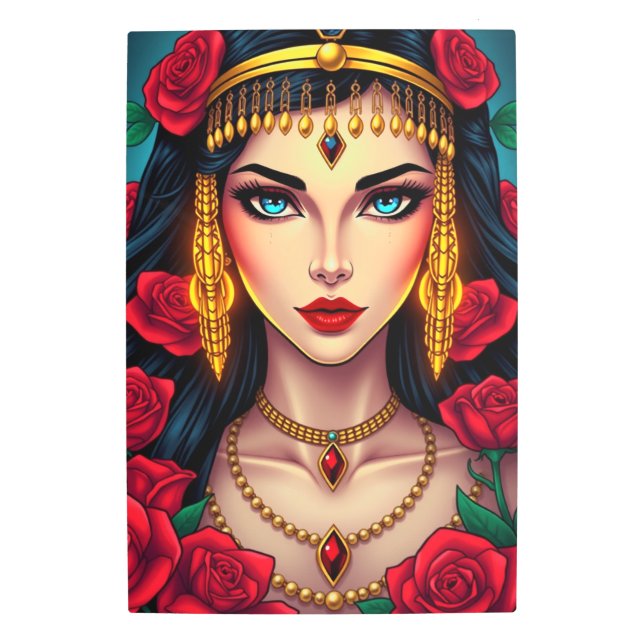 豪華な壮麗なエジプトのクレオパトラ女王 メタルプリント (正面)