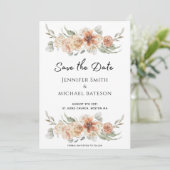 豪華な夏エレガントの桃色のピンクの花の写真なし セーブザデート (スタンド正面)