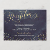 豪華な夜のゴールドグリッターカリグラフィー受付カード エンクロージャーカード (正面)