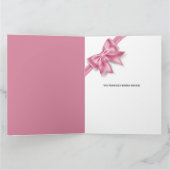 豪華な大きなピンクの弓の広いストライプ誕生日の女の子 カード (内部)