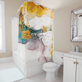 豪華な大理石とグリッター金ゴールド シャワーカーテン (インサイチュ)