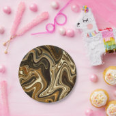 豪華な大理石のスタイル-暖かい茶色 ペーパープレート (パーティー)