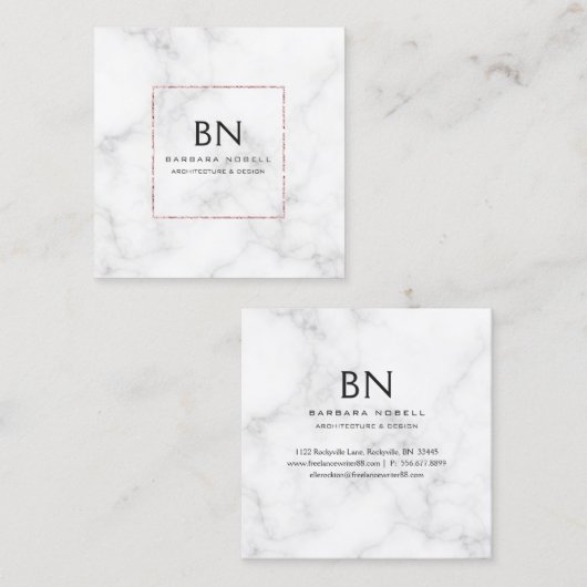 豪華な大理石の贅沢のばら色の金ゴールドデザイナー スクエア名刺 (正面/裏面)