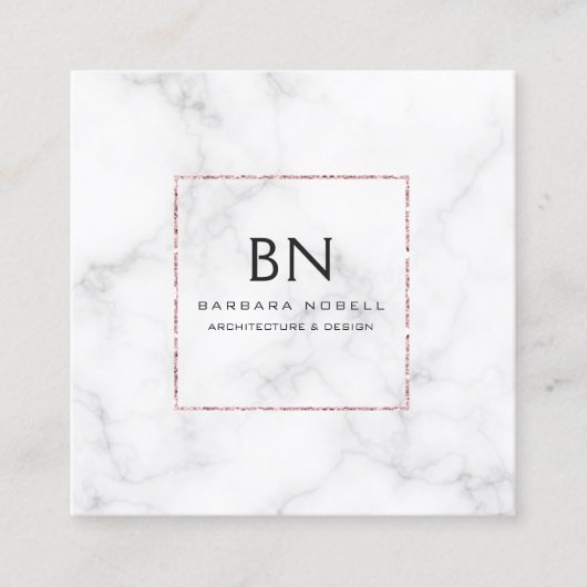 豪華な大理石の贅沢のばら色の金ゴールドデザイナー スクエア名刺 (正面)