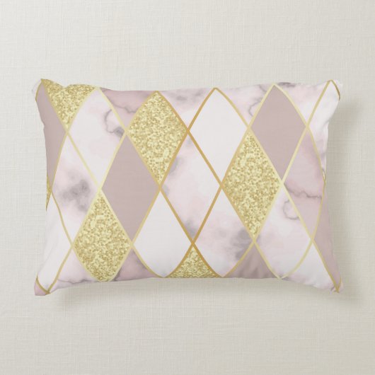 豪華な大理石ゴールデンジオメトリック アクセントクッション (正面)