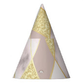 豪華な大理石ゴールデンジオメトリック パーティーハット (左)