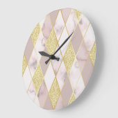 豪華な大理石ゴールデンジオメトリック ラージ壁時計 (傾斜)