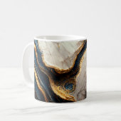 豪華な大理石デザインと金ゴールドと青 コーヒーマグカップ (正面左)