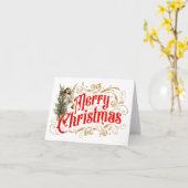 豪華な天使 - メリークリスマス - レトロ カード (黄色い花)