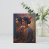 豪華な女性はがき2枚 ポストカード (スタンド正面)