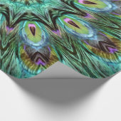 豪華な孔雀の羽の万華鏡のように千変万化するパターンのパーティー ラッピングペーパー (角)
