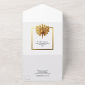 豪華な孔雀金ゴールドエレガント白鳥インディアン オールインワン招待状 (外側)