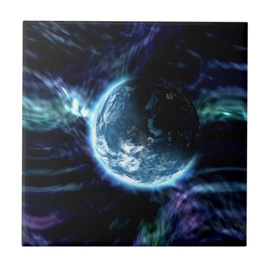 豪華な宇宙の星明かりのオーロラの星雲 タイル (正面)