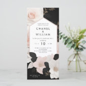 豪華な宝石で飾られた花結婚式招待状 (スタンド正面)