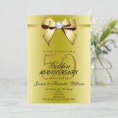 豪華な宝石の弓とリボン 50周年記念結婚式 招待状 (スタンド正面)