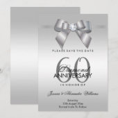 豪華な宝石の弓とリボン 60周年結婚記念日 セーブザデート (正面/裏面)