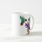 豪華な宝石付きハummingbirdのイニシャルM コーヒーマグカップ (正面右)