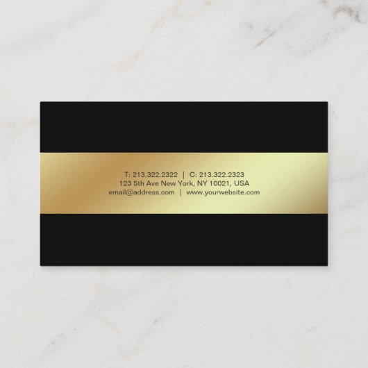 豪華な専門のモダンでエレガントな黒および金ゴールド 名刺 (裏面)