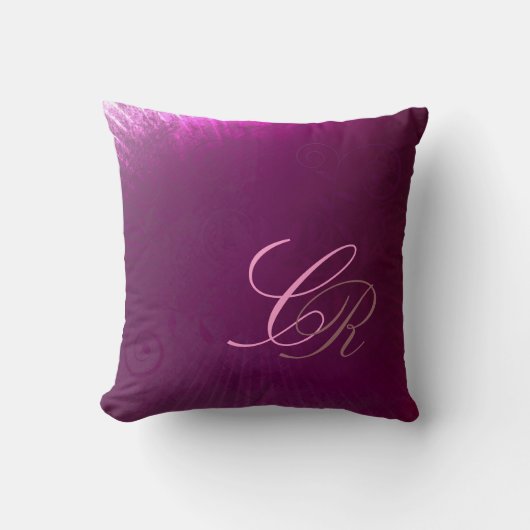 豪華な巻き毛のモノグラムの紫色の枕テンプレート クッション (正面)