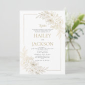 豪華な幾何学模様の白金色の花のウェディング 招待状 (スタンド正面)