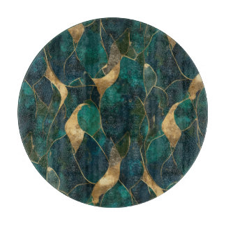 豪華な幾何学的抽象芸術ラウンドパフ カッティングボード