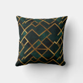 豪華な幾何学的金ゴールドとエメラルド クッション (裏面)