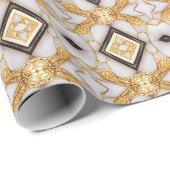豪華な幾何学的金ゴールドとホワイトクリスマス ラッピングペーパー (ロールコーナー)