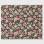 豪華な庭のバラと芍薬のアート ラッピングペーパー (フラット)