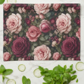 豪華な庭のバラのフラワーアート キッチンタオル (折り畳み)