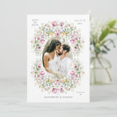 豪華な庭の花の結婚式延期通知 セーブザデート (スタンド正面)