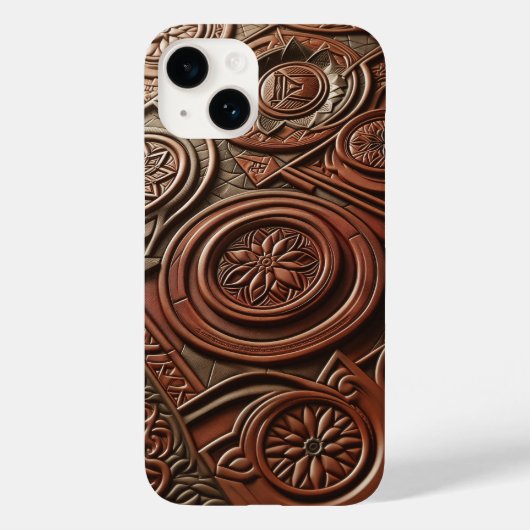豪華な彫刻の木製スマホケース 繊細な幾何学模様 Case-Mate iPhoneケース (裏面)