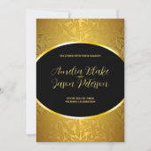 豪華な彫刻ゴールドの葉の模様のウェディング 招待状 (正面)