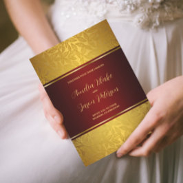 豪華な彫刻金ゴールドの葉のパターン 招待状