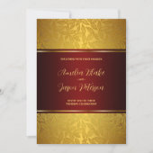 豪華な彫刻金ゴールドの葉のパターン 招待状 (正面)