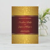豪華な彫刻金ゴールドの葉のパターン 招待状 (スタンド正面)