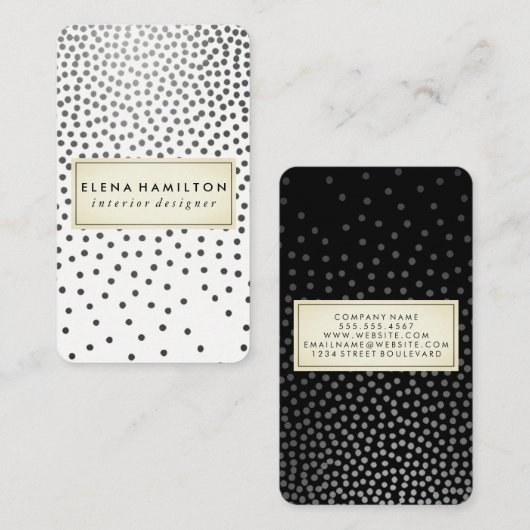 豪華な斑点のあるパターン白黒 名刺 (正面/裏面)