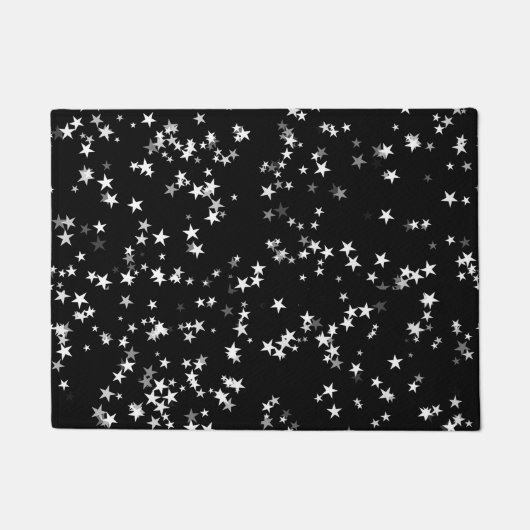 豪華な星空 ブラックスターラグジュアリー 天文学 ドアマット (正面)