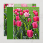 豪華な春ピンクのチューリップ花の誕生日パーティー 招待状 (正面/裏面)