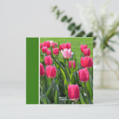 豪華な春ピンクのチューリップ花の誕生日パーティー 招待状 (スタンド正面)