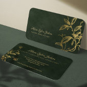 豪華な暗緑色のエレガントフェイク金ゴールド箔の葉 名刺