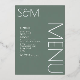 豪華な最初の結婚式のシルバーメニューカード 箔招待状