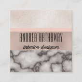 豪華な最小主義のモダンのばら色の金ゴールドホイルの大理石の石 スクエア名刺 (正面)