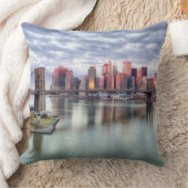 豪華な朝眺めおよび都市反射 クッション (ブランケット)