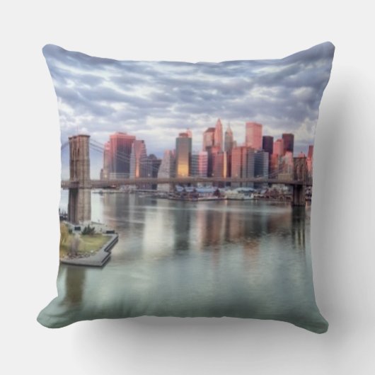 豪華な朝眺めおよび都市反射 クッション (正面)