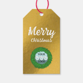豪華な松の木リースクリスマスカスタムロゴ ギフトタグ