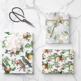 豪華な果実、果実、鳥と葉の盛り合わせ ラッピングペーパーシート