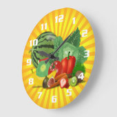 豪華な果物と野菜のキッチン ラージ壁時計 (傾斜)