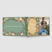 豪華な桃と葉の写真カラフルポスター ゲストブック (全面)